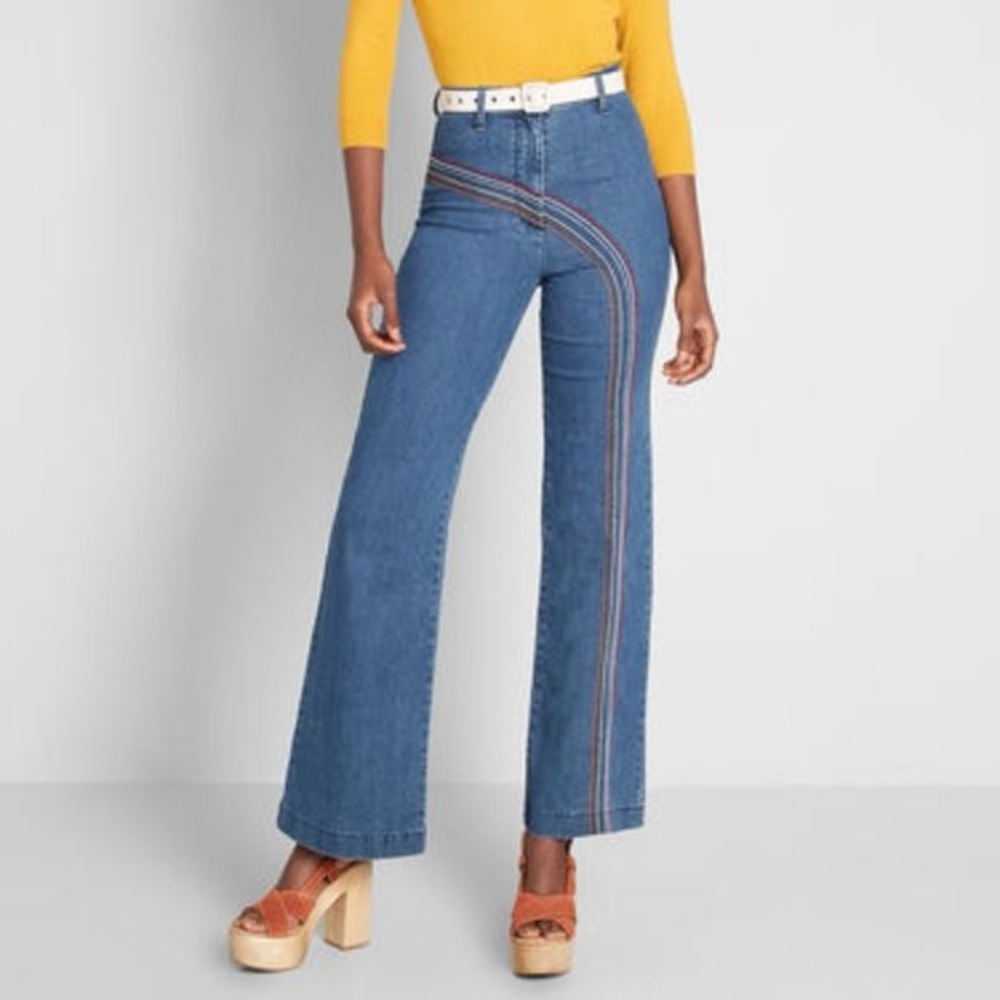 ModCloth Rainbow Jeans wide leg Denim